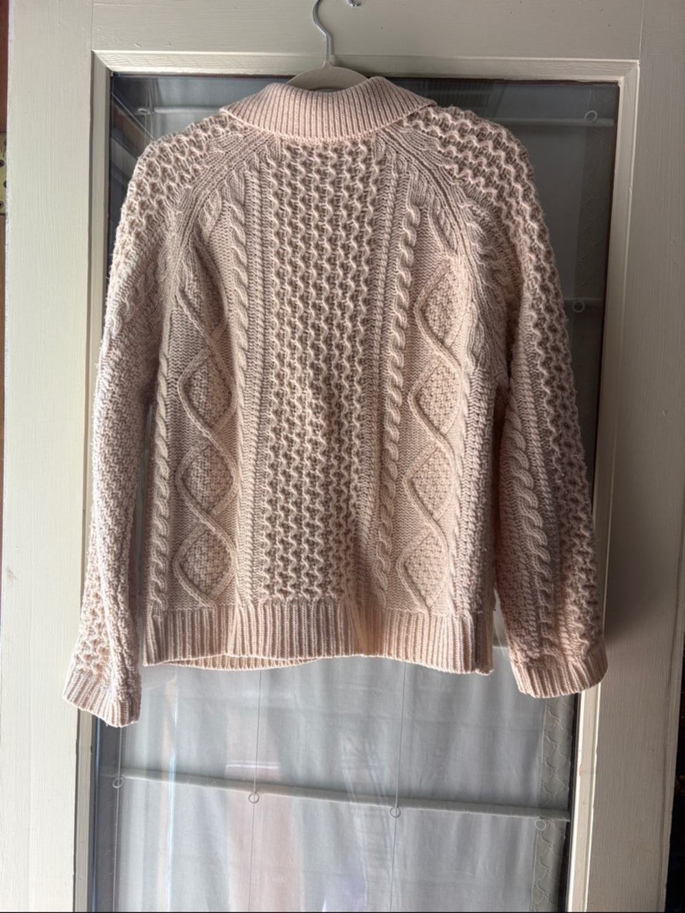 FRANCIS VALENTINE Chunky Cable Knit Button-Up Sweater Cardigan - Cream - Picture 3 of 17